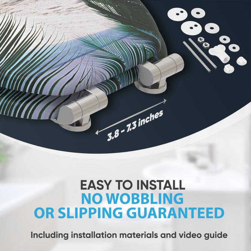 SANILO Wooden Toilet Seat with Soft Close [ROUND] - Decorative, Quiet & Slow Close Molded Wood Seat - With Strong Bumpers & Hinges - Adjustable Fit â€“ Beach - Image 4